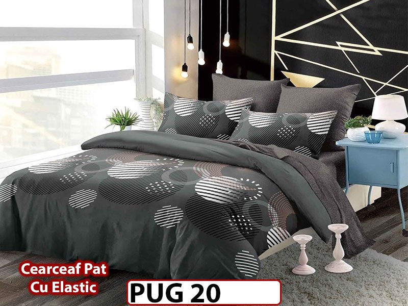 Lenjerie din finet 6 piese si cearceaf cu Elastic - PUG20