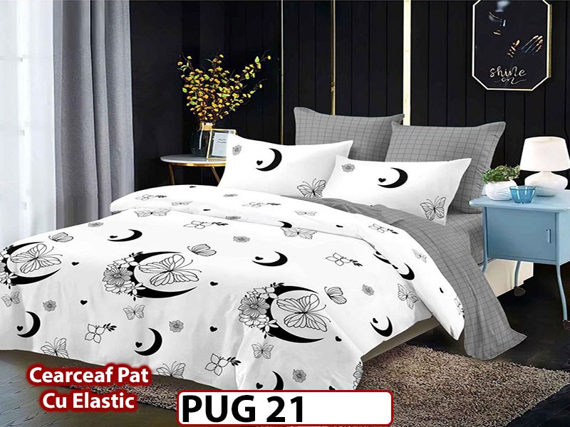 Lenjerie din finet 6 piese si cearceaf cu Elastic - PUG21