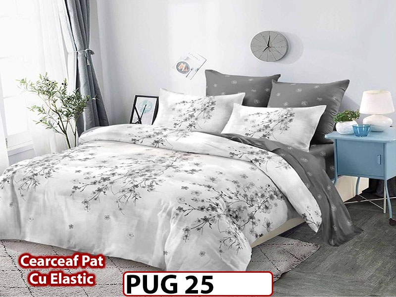 Lenjerie din finet 6 piese si cearceaf cu Elastic - PUG25