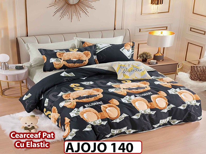 Lenjerie din finet 6 piese si cearceaf cu Elastic - AJOJO140