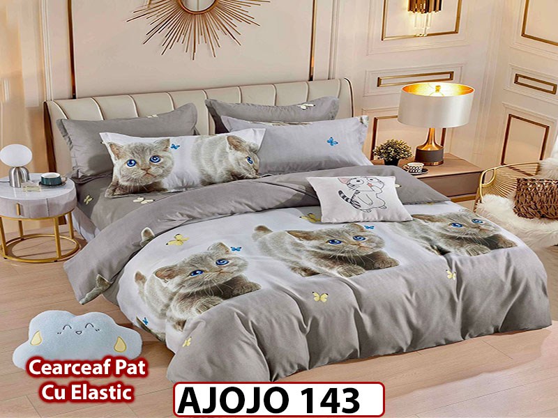 Lenjerie din finet 6 piese si cearceaf cu Elastic - AJOJO143