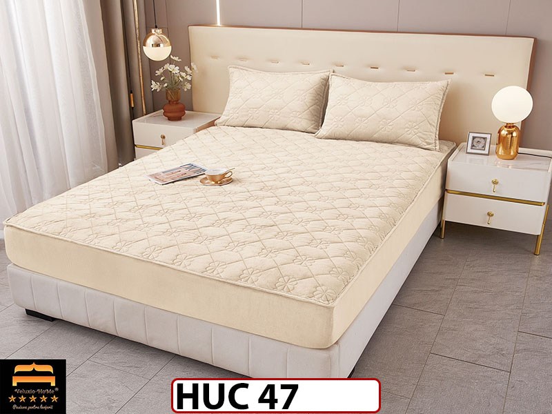 Husa matlasata tip topper din catifea 180x200 - Pat 2 Persoane - HUC47