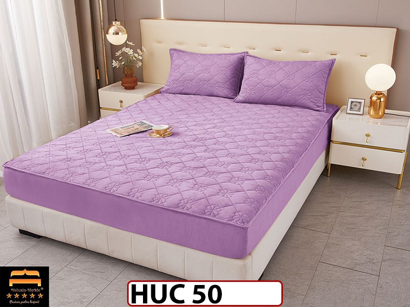 Husa matlasata tip topper din catifea 180x200 - Pat 2 Persoane - HUC50