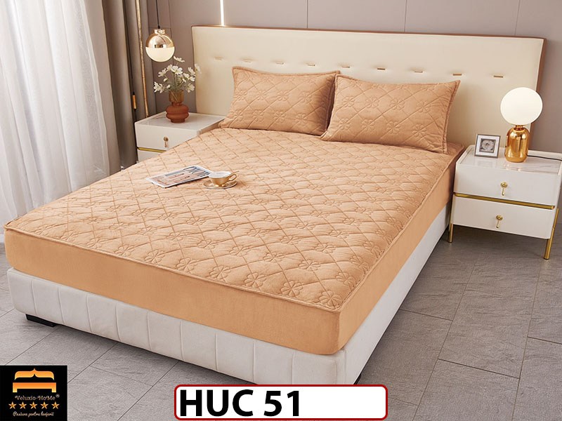 Husa matlasata tip topper din catifea 180x200 - Pat 2 Persoane - HUC51