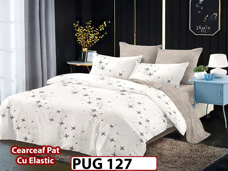 Lenjerie din finet 6 piese si cearceaf cu Elastic - PUG127