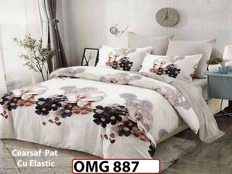 Lenjerie din finet 6 piese cu cearceaf elastic - OMG887