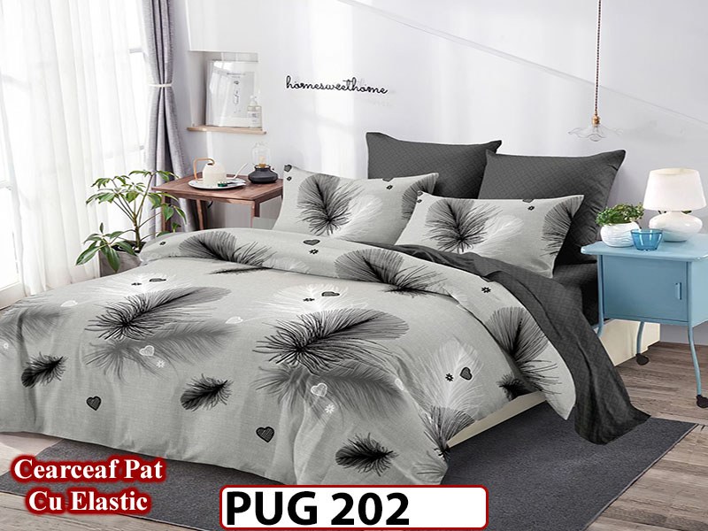 Lenjerie din finet 6 piese si cearceaf cu Elastic - PUG202