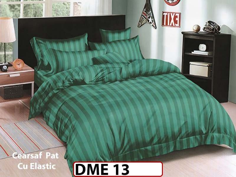 Lenjerie din Damasc Finetat 6 piese cu cearceaf elastic - DME13