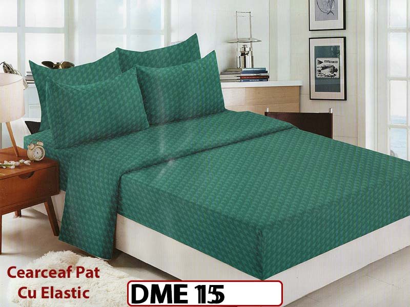 Lenjerie din Damasc Finetat 6 piese cu cearceaf elastic - DME15