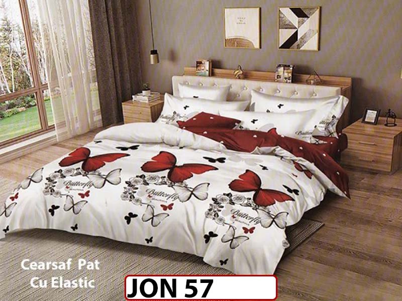 Lenjerie din finet 6 piese cu cearceaf elastic - JON57