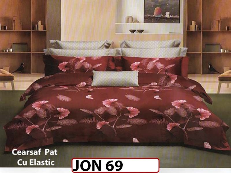 Lenjerie din finet  6 piese cu cearceaf elastic - JON69