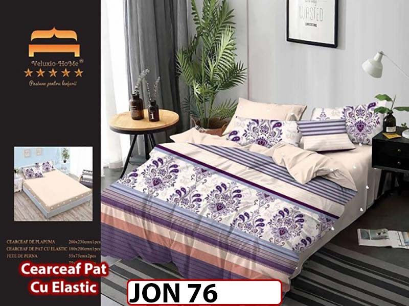 Lenjerie din finet 6 piese cu cearceaf elastic - JON76