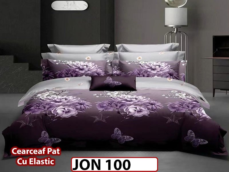 Lenjerie din finet 6 piese cu cearceaf elastic - JON100