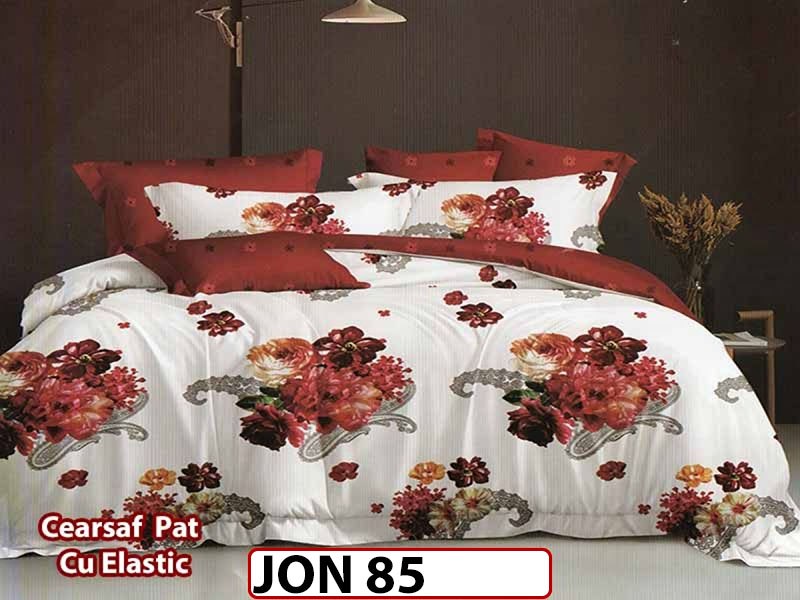 Lenjerie din finet 6 piese cu cearceaf elastic - JON85