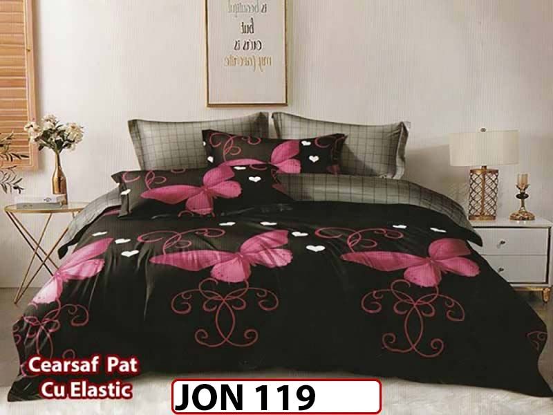 Lenjerie din finet 6 piese cu cearceaf elastic - JON119