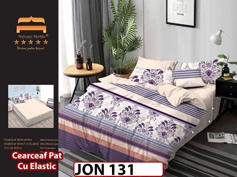 Lenjerie din finet  6 piese cu cearceaf elastic - JON131