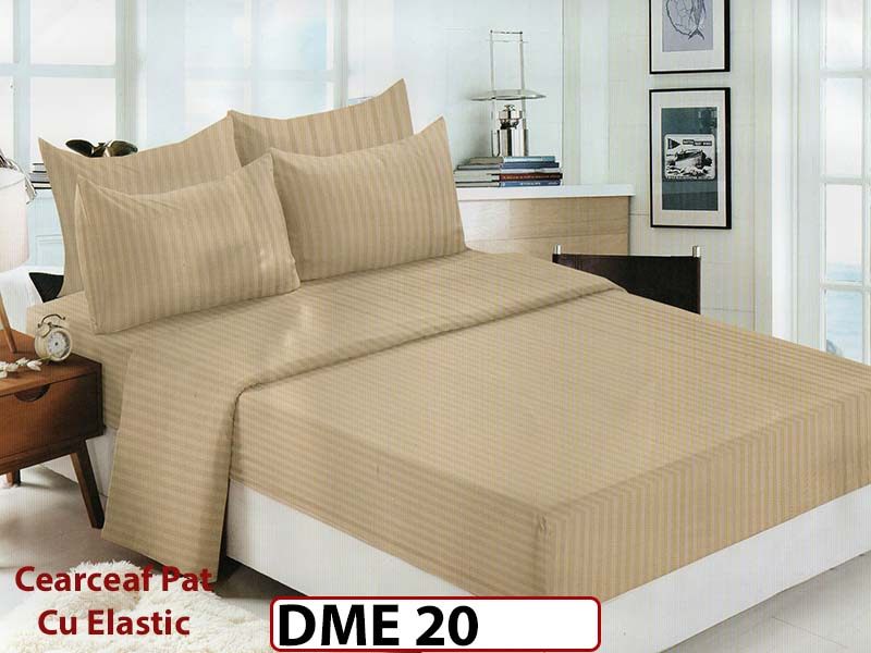 Lenjerie din Damasc Finetat 6 piese cu cearceaf elastic - DME20