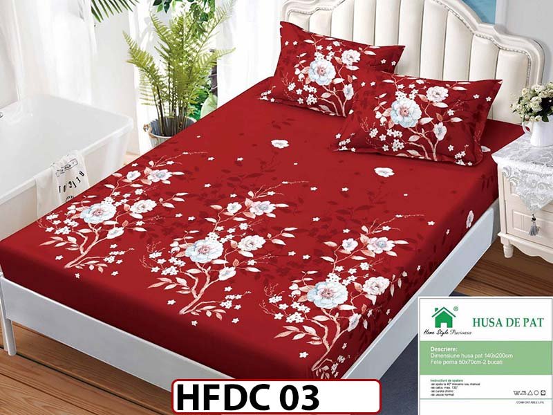 Husa de Pat din Finet + 2 Fete de Perne - Saltea 140x200 - Pat 2 Persoane -HFDC03