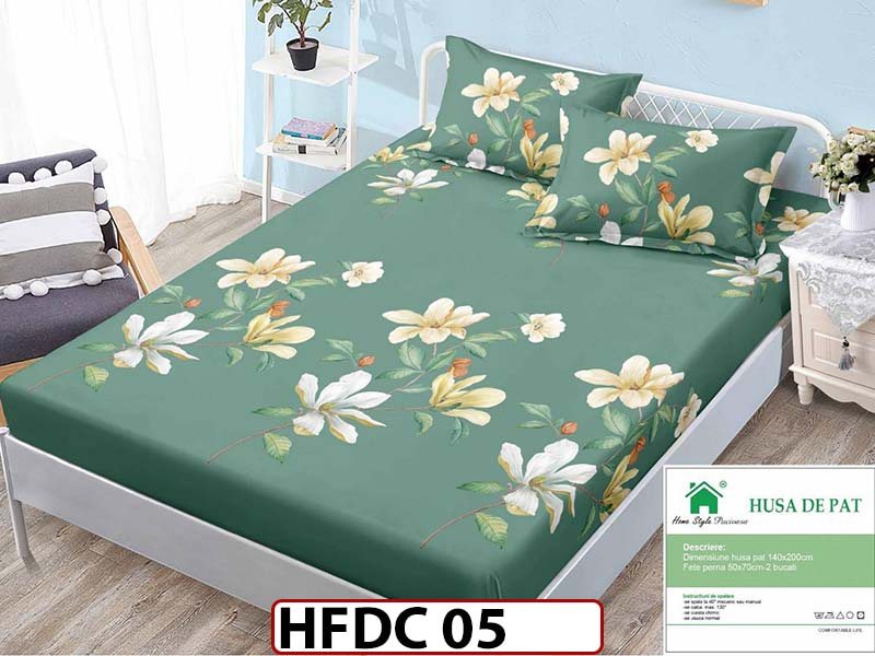 Husa de Pat din Finet + 2 Fete de Perne - Saltea 140x200 - Pat 2 Persoane -HFDC05