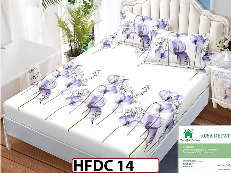 Husa de Pat din Finet + 2 Fete de Perne - Saltea 140x200 - Pat 2 Persoane -HFDC14