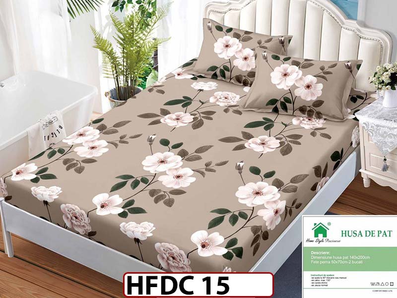 Husa de Pat din Finet + 2 Fete de Perne - Saltea 140x200 - Pat 2 Persoane -HFDC15