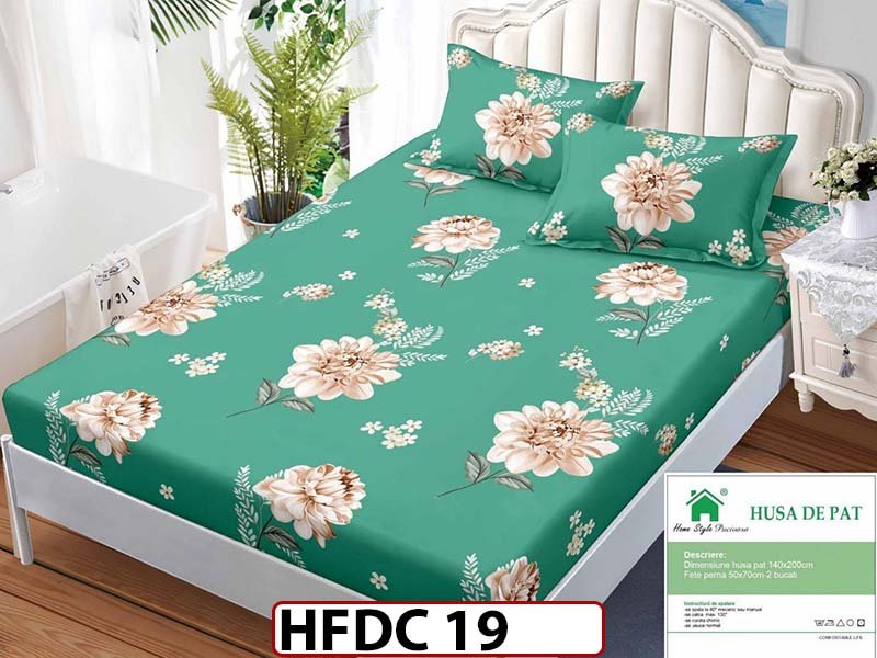 Husa de Pat din Finet + 2 Fete de Perne - Saltea 140x200 - Pat 2 Persoane -HFDC19