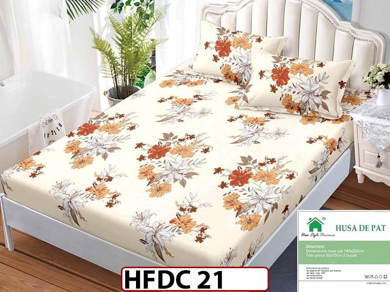 Husa de Pat din Finet + 2 Fete de Perne - Saltea 140x200 - Pat 2 Persoane -HFDC21