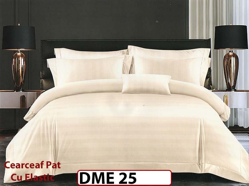 Lenjerie din Damasc Finetat 6 piese cu cearceaf elastic - DME25