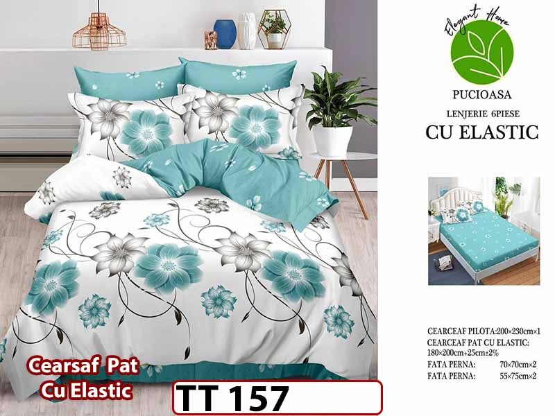 Lenjerie din finet 6 piese si cearceaf cu Elastic - TT 157