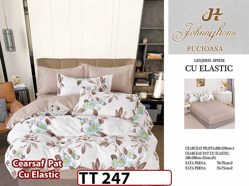 Lenjerie din finet 6 piese si cearceaf cu Elastic - TT 247