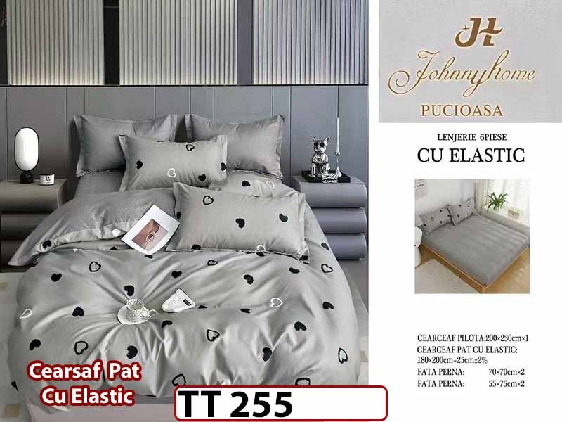 Lenjerie din finet 6 piese si cearceaf cu Elastic - TT 255