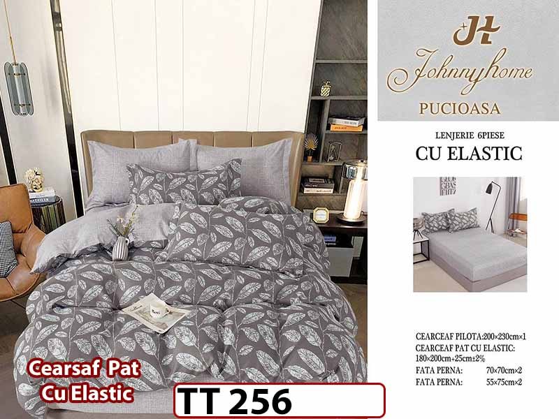 Lenjerie din finet 6 piese si cearceaf cu Elastic - TT 256