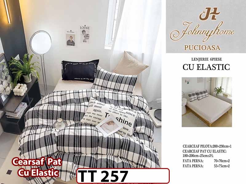 Lenjerie din finet 6 piese si cearceaf cu Elastic - TT 257