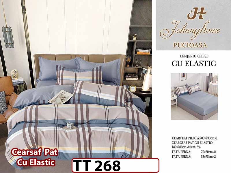 Lenjerie din finet 6 piese si cearceaf cu Elastic - TT 268