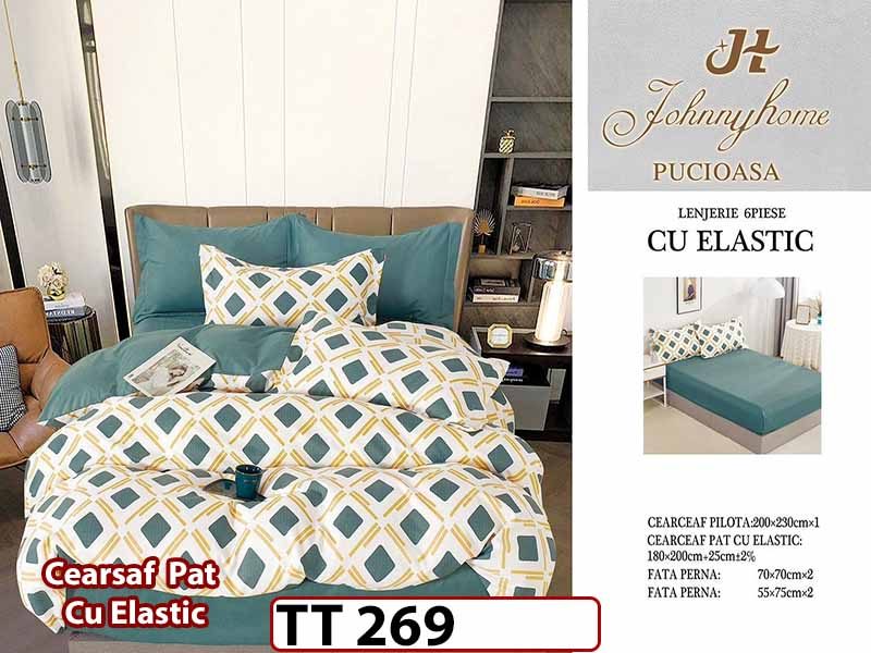 Lenjerie din finet 6 piese si cearceaf cu Elastic - TT 269