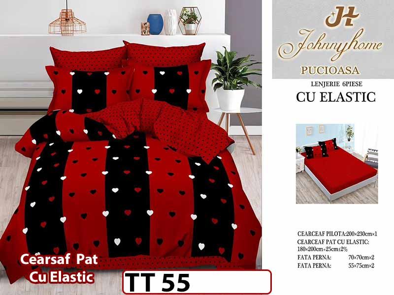 Lenjerie din finet 6 piese si cearceaf cu Elastic - TT 55