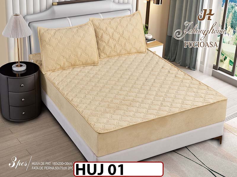 Husa matlasata tip topper din catifea 180x200 - Pat 2 Persoane - HUJ01