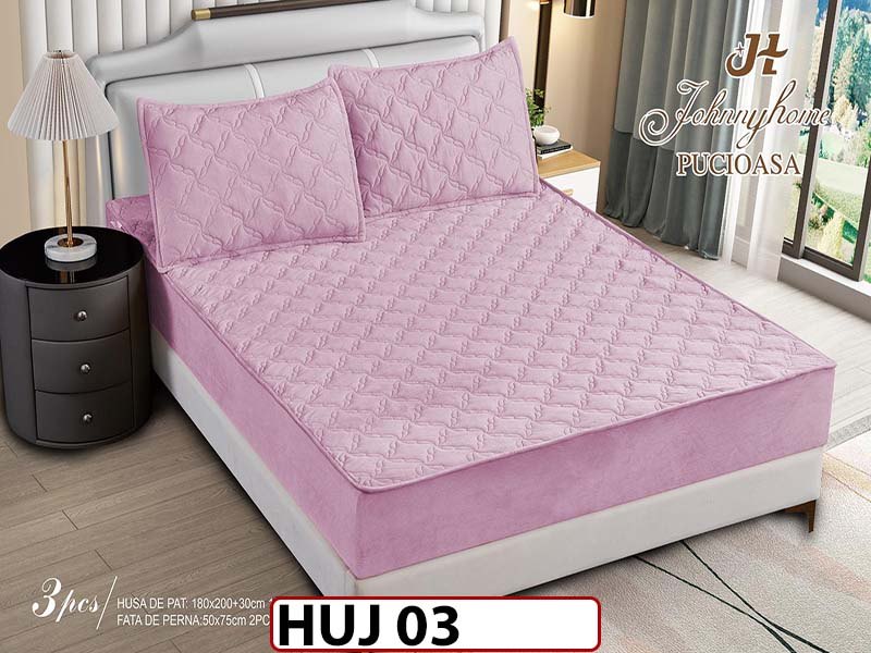 Husa matlasata tip topper din catifea 180x200 - Pat 2 Persoane - HUJ03