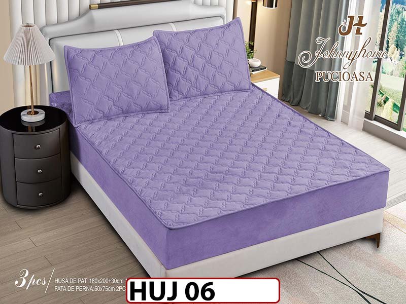 Husa matlasata tip topper din catifea 180x200 - Pat 2 Persoane - HUJ06