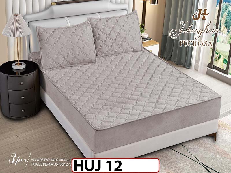 Husa matlasata tip topper din catifea 180x200 - Pat 2 Persoane - HUJ12