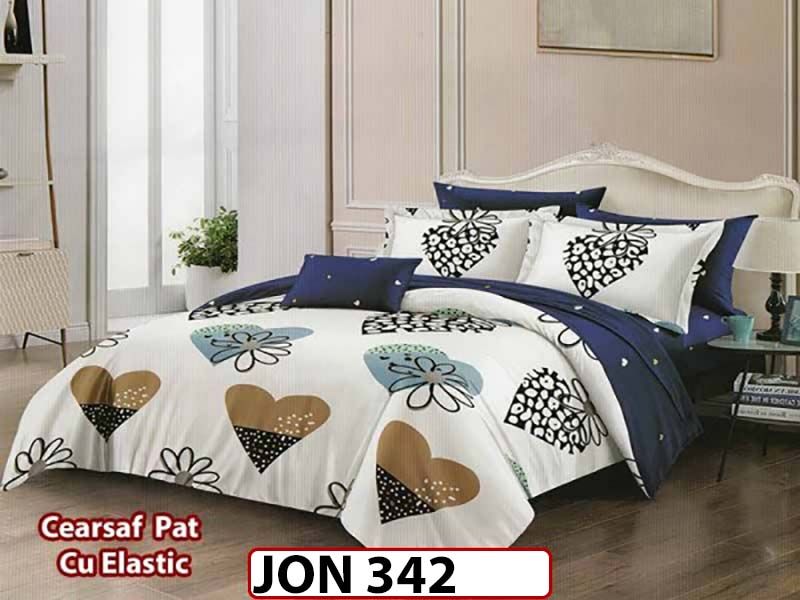 Lenjerie din finet 6 piese cearceaf cu elastic - JON342