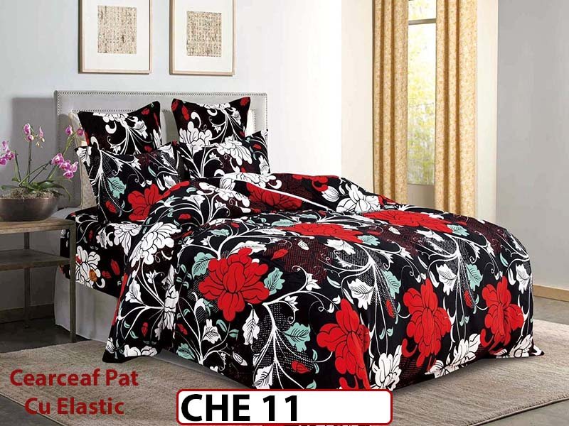 Lenjerie  cocolino  4 piese cu Cearceaf Elastic - CHE11