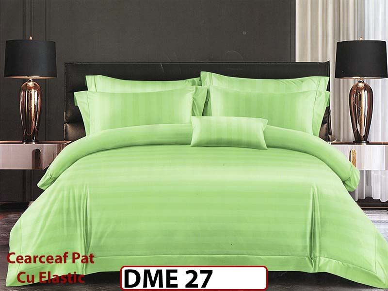 Lenjerie din Damasc Finetat  6 piese cu cearceaf elastic - DME27