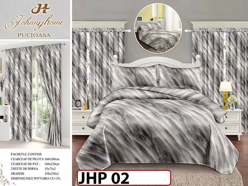 Lenjerie din finet 1 Persoana 6 piese cu Draperii - JHP02