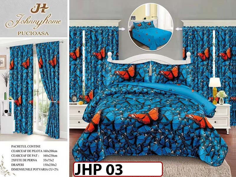Lenjerie din finet 1 Persoana 6 piese cu Draperii - JHP03