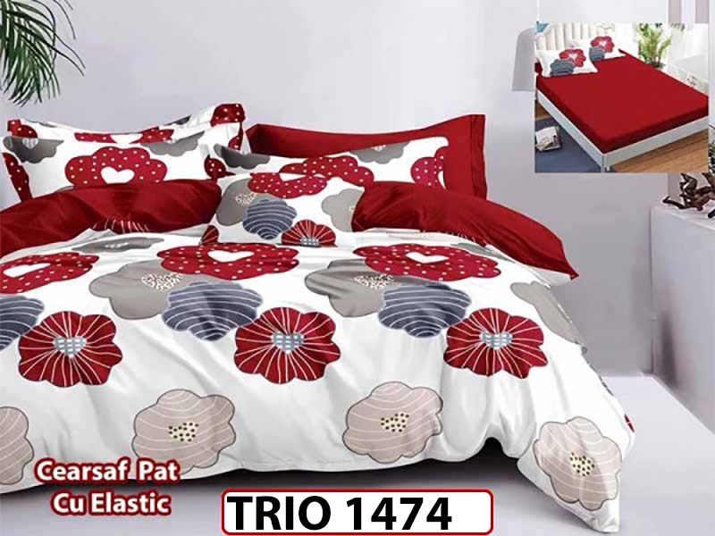 Lenjerie din finet  6 piese cearceaf cu elastic - TRIO1474