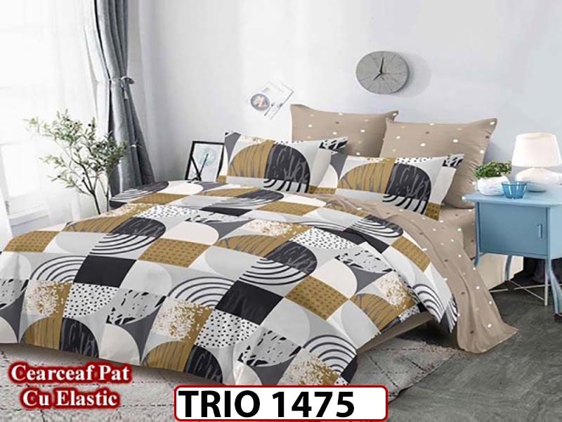 Lenjerie din finet  6 piese cearceaf cu elastic - TRIO1475