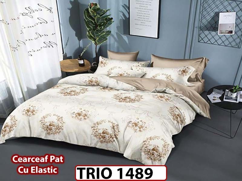 Lenjerie din finet  6 piese cearceaf cu elastic - TRIO1489