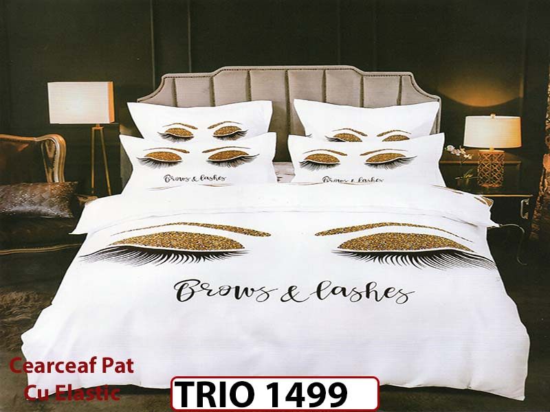 Lenjerie din finet  6 piese cearceaf cu elastic - TRIO1499