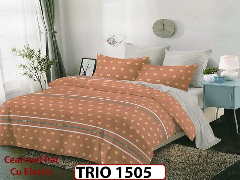 Lenjerie din finet  6 piese cearceaf cu elastic - TRIO1505